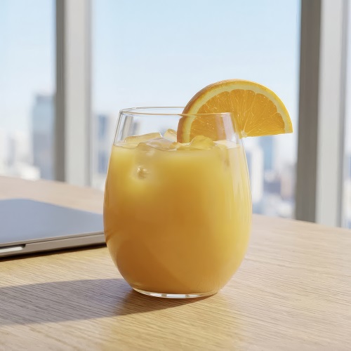 Refreshing Cortisol Cocktail drink in clear glass with citrus garnish.